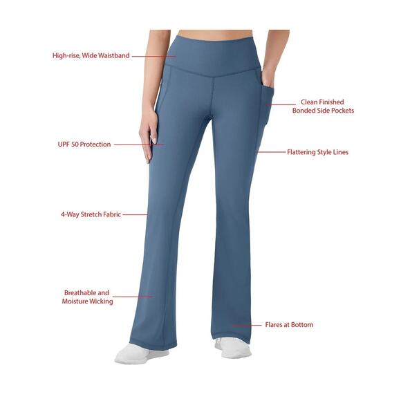 Member’s Mark Womens Blue Flare Yoga Pants Size L Pockets UPF 50 Stretch Blue - Picture 6 of 7